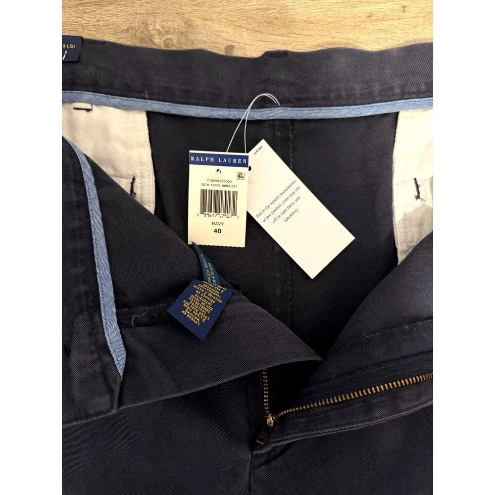 New Polo Ralph Lauren Shorts Men's 40 Classic Fit Navy Blue 100% Cotton Chino
